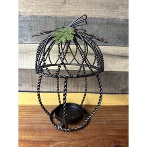 Acorn Shaped Metal Pillar Candle Holder Fall Harvest Halloween Thanksgiving